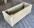Half round log wooden planter