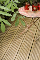 candles on garden table on deck