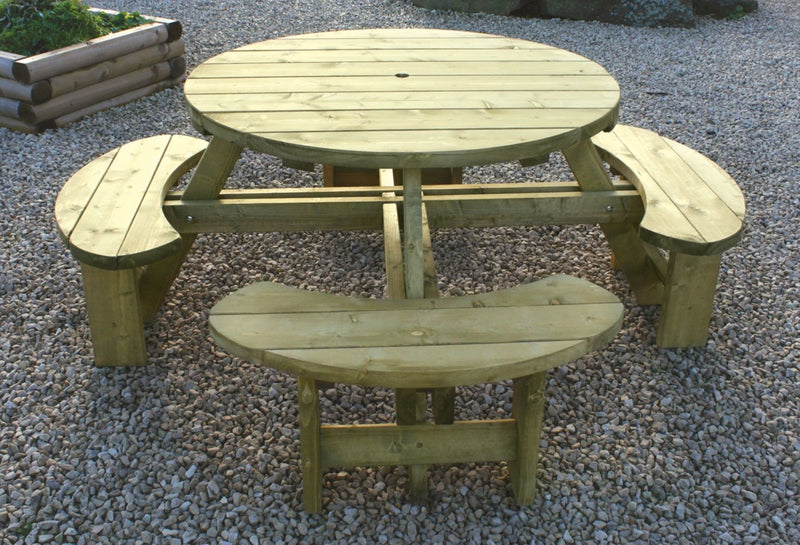 Standard Softwood Round Garden Picnic Table