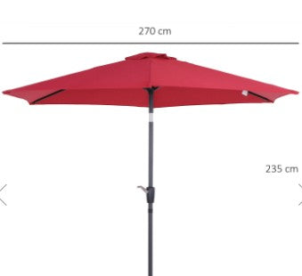 2.7m Round Aluminium Wind Up Garden Parasol - Available in six different colours.