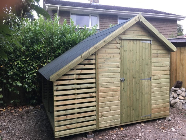 Shed with attached log store