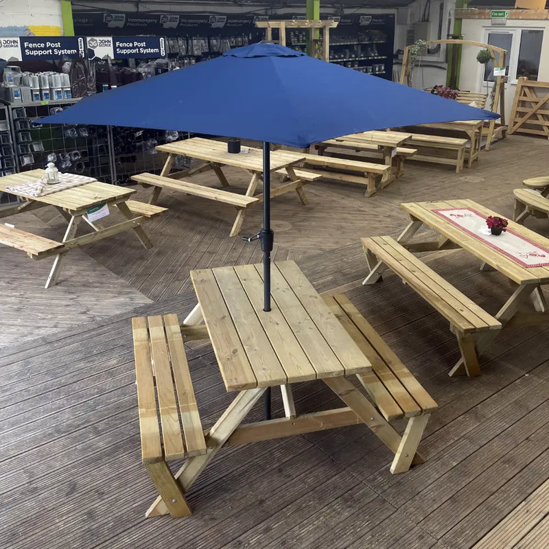 2.4m Round Aluminium Wind Up Garden Parasol umbrella - Available in four different colours.