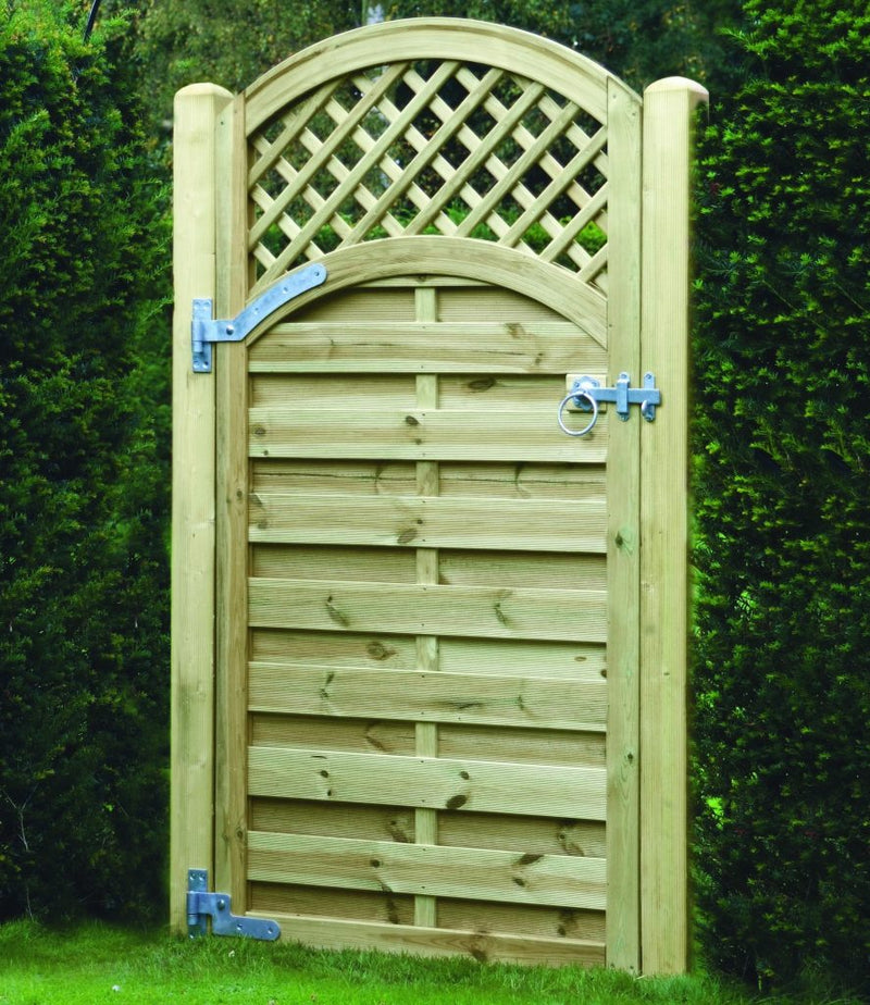 Arched lattice timber gate